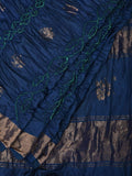 Navy Bandhani Uppada Silk Handloom Saree with Nilambari Buta Design - Global Threads | Grocsy