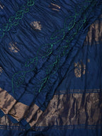 Navy Bandhani Uppada Silk Handloom Saree with Nilambari Buta Design - Global Threads | Grocsy