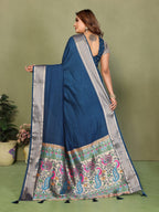 Anaita Navy Paithani Gala Silk Saree With Blouse | Grocsy