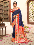 Anaita Navy Silk Saree With Blouse Piece | Grocsy