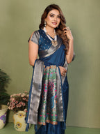 Anaita Navy Paithani Gala Silk Saree With Blouse | Grocsy