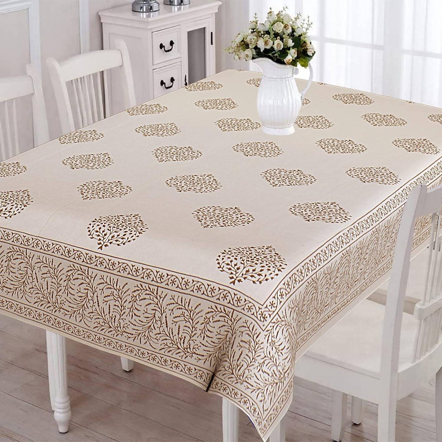 Urbano Homz Table Cloth for 6 Seater Dining Table - Cream | Grocsy
