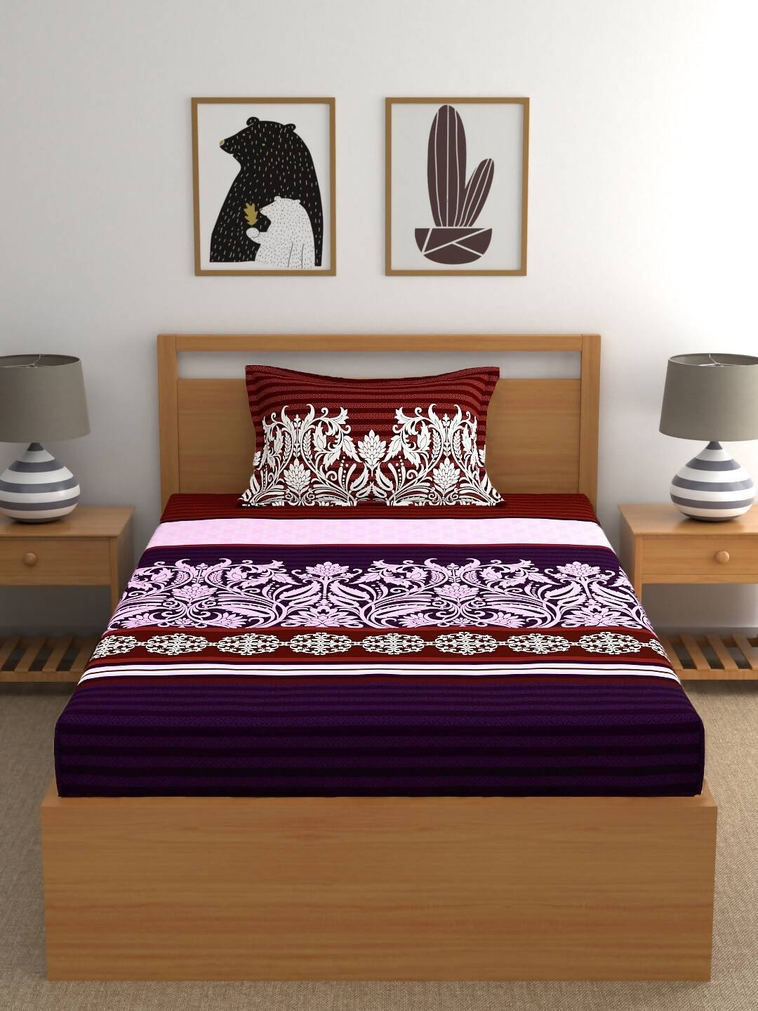 My Room Adults Ethnic Motifs 140 TC Bedsheet with Pillow Covers | Grocsy