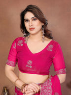 Teeya Creation New Trendy Party Wear Soft Satin Chiffon Saree-Pink | Grocsy