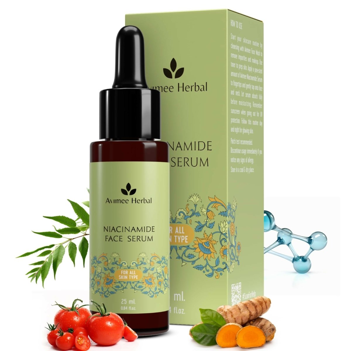 Avimee Herbal Niacinamide Face Serum For Acne Marks, Blemishes & Oil Balancing with Zinc | Grocsy