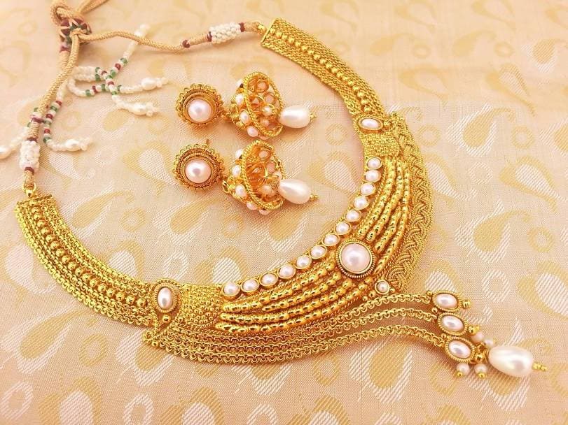 White Kemp Designer Bridal Necklace Set | Grocsy