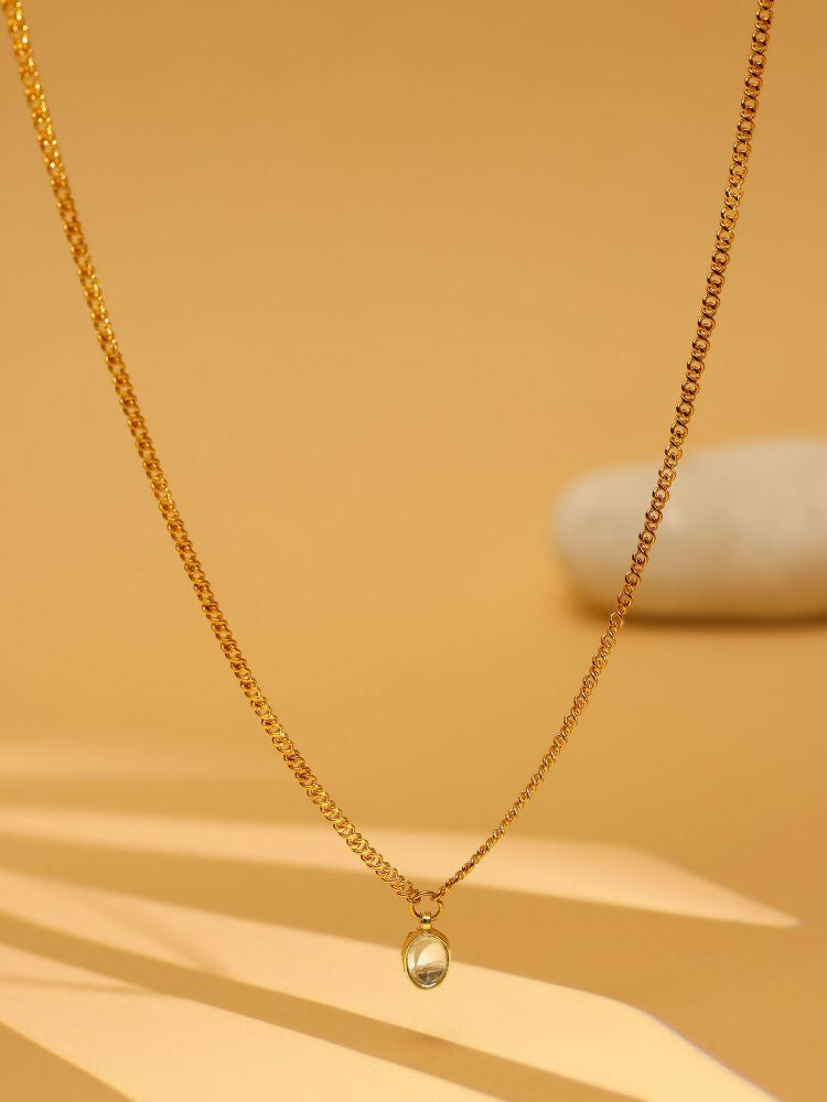 Minimalist Kundan Gold Necklace - Ruby Raang | Grocsy