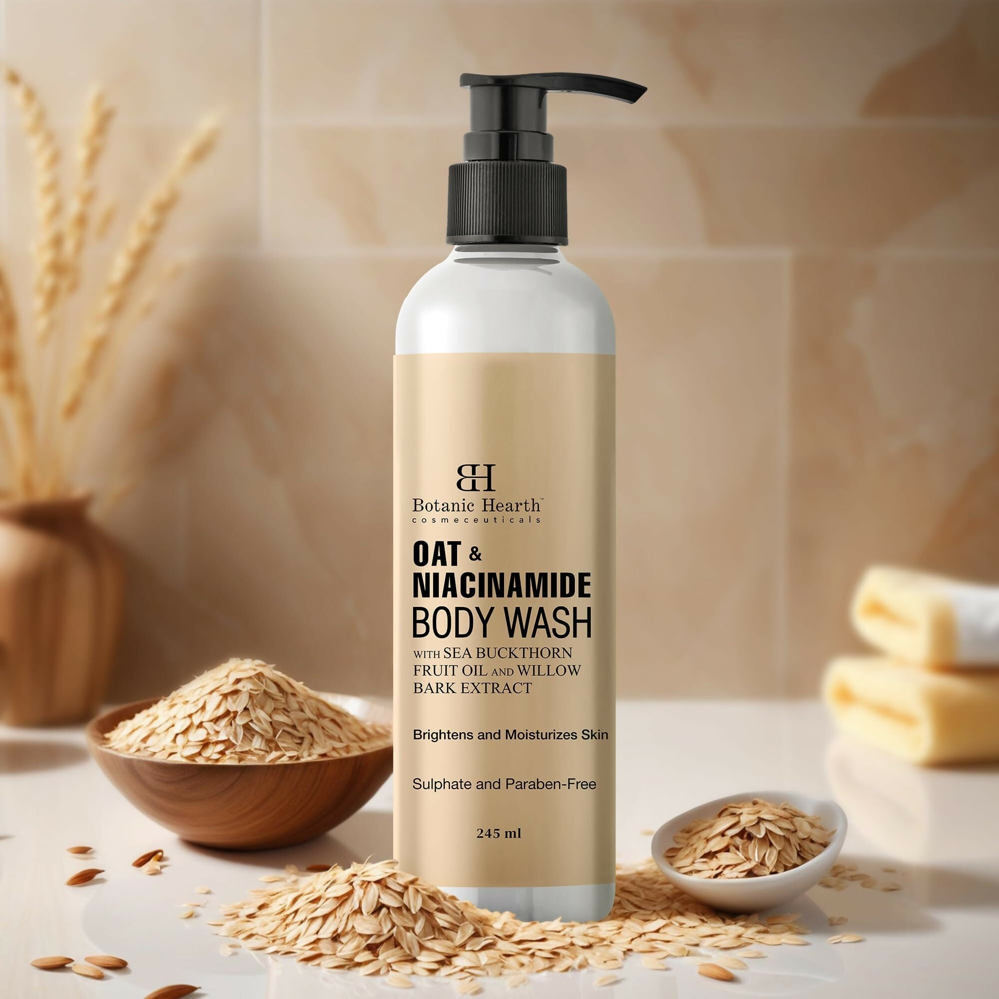 Botanic Hearth Oat & Niacinamide Body Wash Moisturizing & Skin Whitening | Grocsy