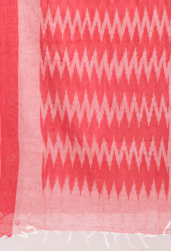 Mominos Fashion Moeza Women's Handloom Cotton Ikkat Pink Dupatta | Grocsy