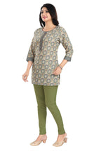 Snehal Creations Pretty Pastle Variyali Green Rayon Short Kurti Tunic Top | Grocsy