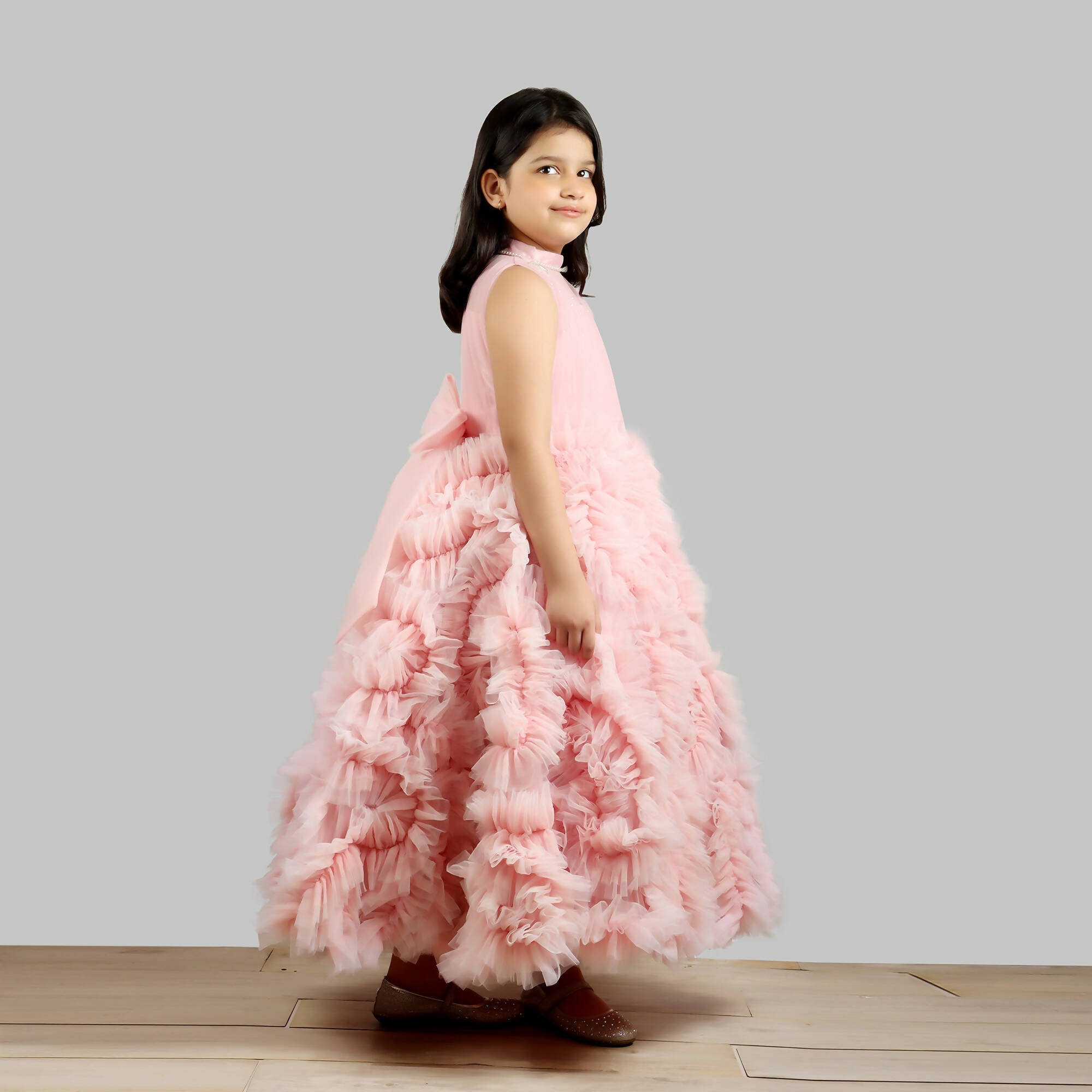 Pink Cow Fashions Old Rose Gown With Frill Ghera | Grocsy