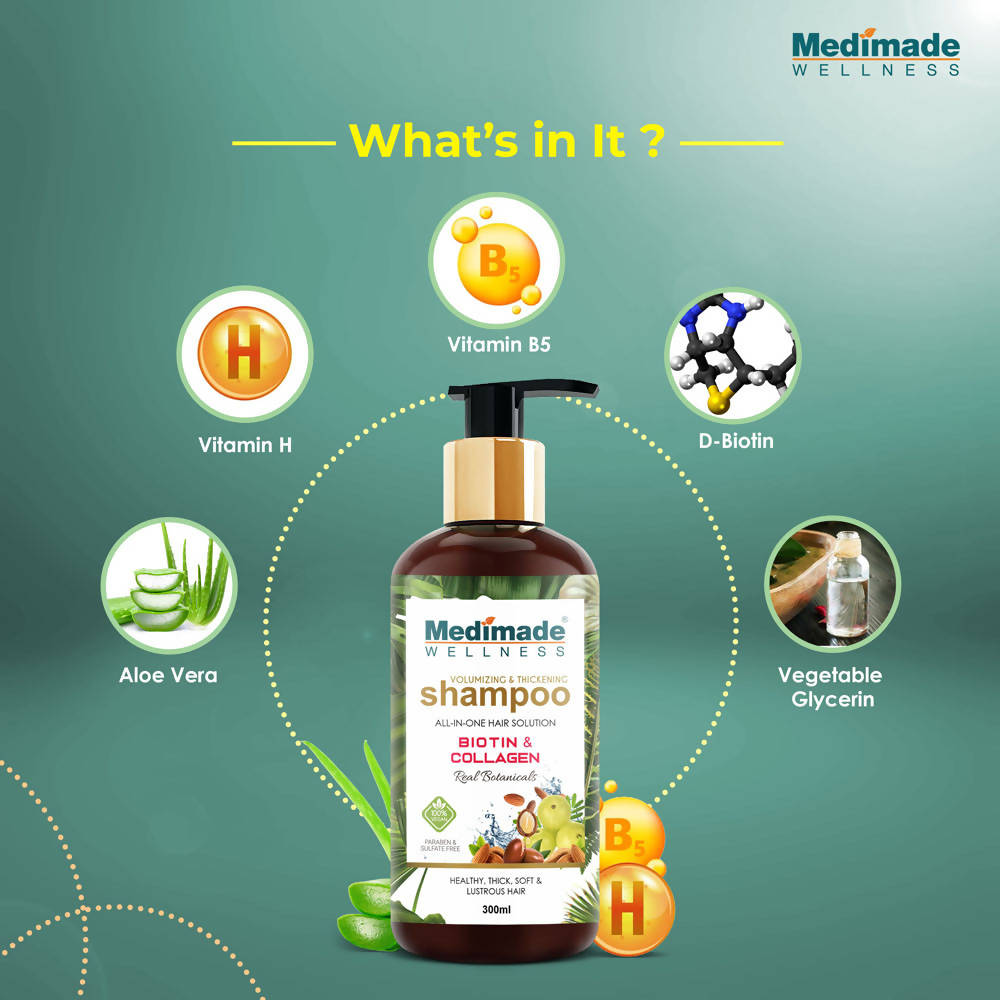 Medimade Wellness Volumizing and Thickening Shampoo with Biotin & Collagen | Grocsy