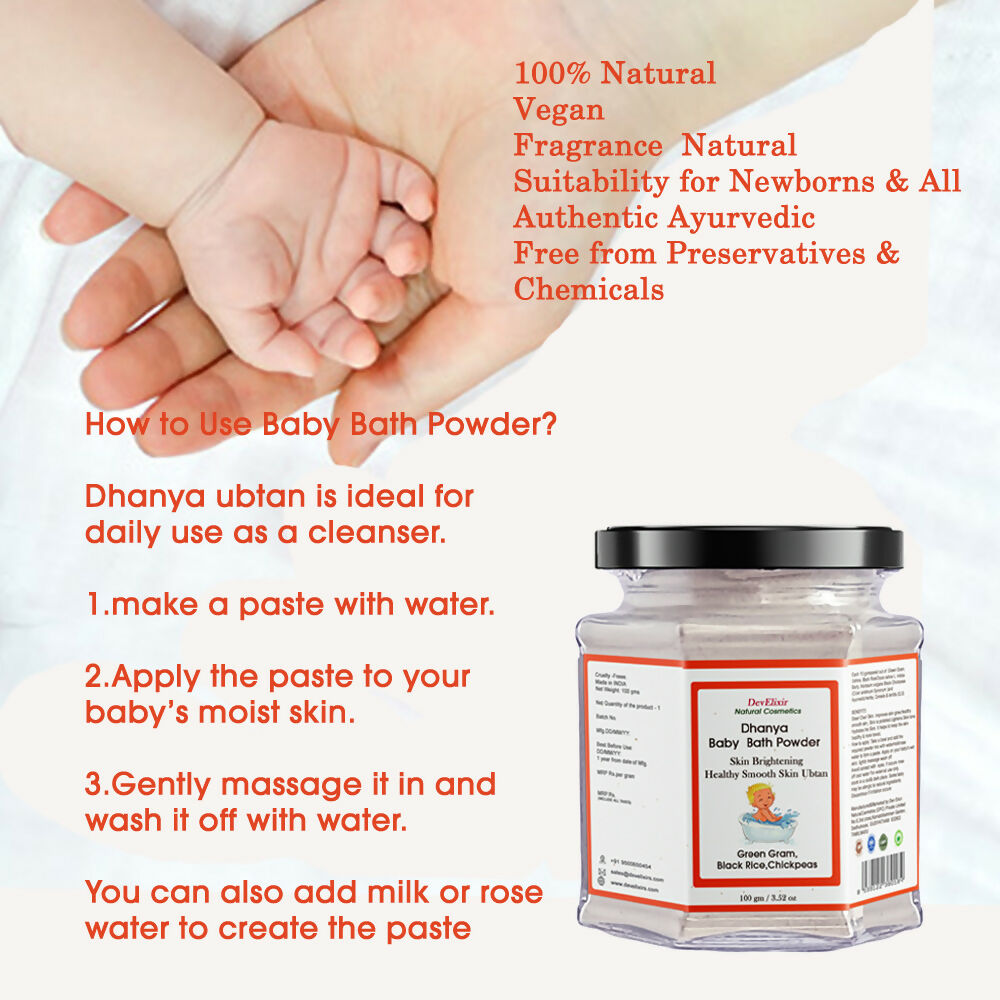 DevElixir Baby Bath Powder Skin Brighten & Polishing Dhanya Ubtan | Grocsy
