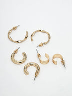 NVR Women's Set of 3 Gold-Polished Hoop Earrings | Grocsy