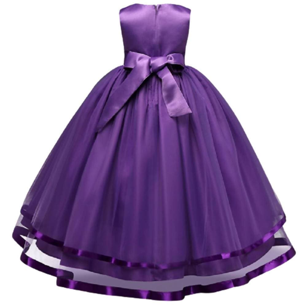 Asmaani Baby Girl's Purple-Color Satin A-Line Maxi Full Length Dress (AS-DRESS-22066 | Grocsy