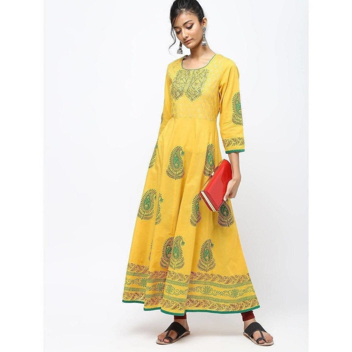 Cheera Kalidar Anarkali With Colorfull Print Kurts | Grocsy