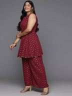 Ahalyaa Women's Traditional Wear Co-ords - Maroon | Grocsy