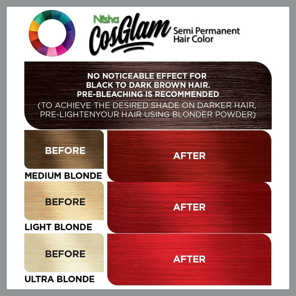 Nisha Cosglam Semi Permanent Hair Color 23 Valentine Red | Grocsy