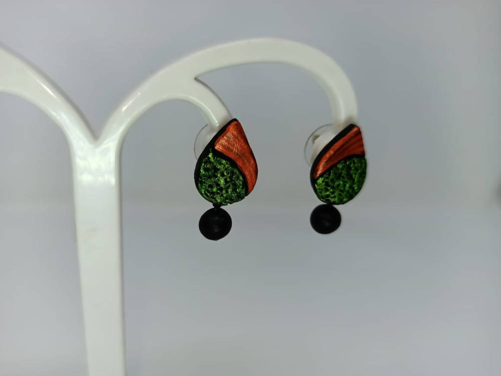 Terracotta Water Drop Ear Studs | Grocsy