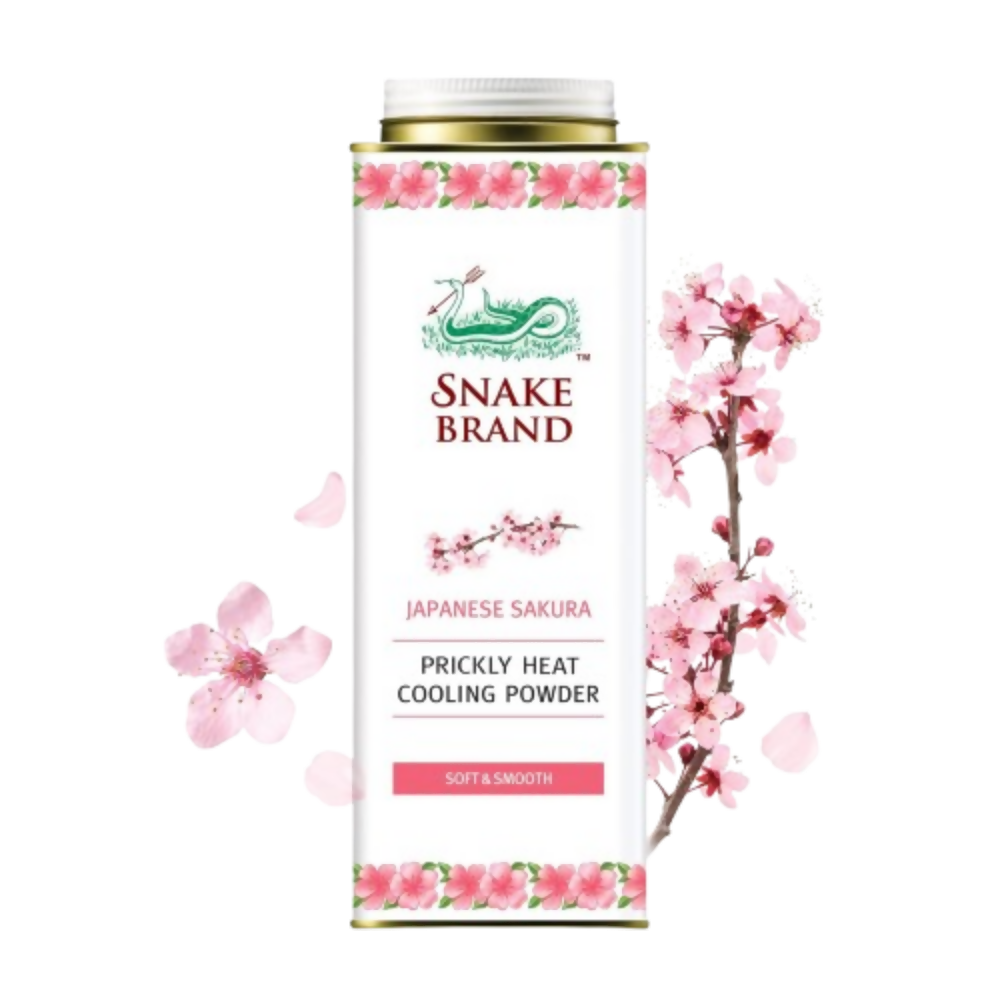 Snake Brand Japanese Sakura Prickly Heat Cooling Talcum Powder | Grocsy