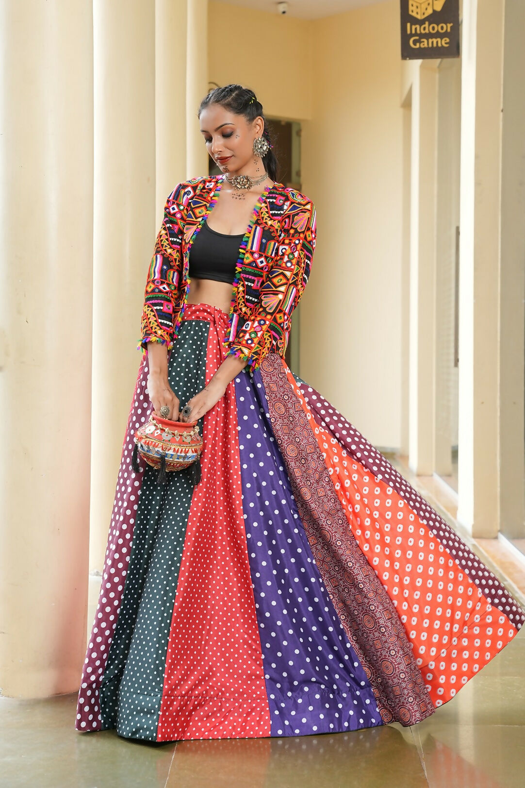 AI Fashion Multi Silk Crepe Designer Navratri Wear Lehenga Choli Collection | Grocsy