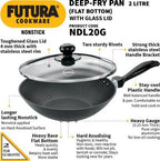 Hawkins Futura Non-stick Deep Fry Pan with Glass Lid 2 L (NDL20G) | Grocsy