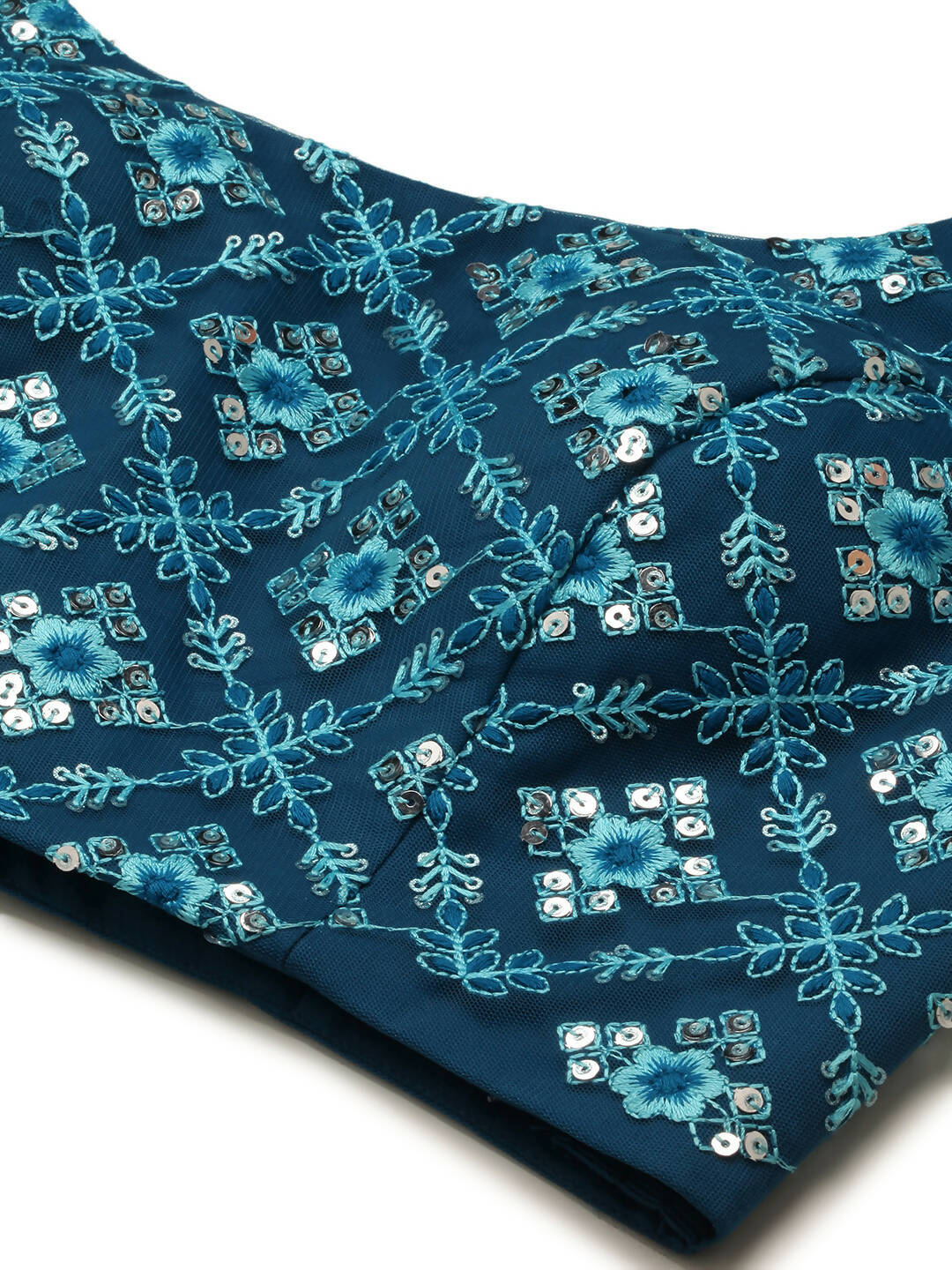 House of Panchhi Teal Net Sequinse Work Lehenga & Blouse, Dupatta | Grocsy
