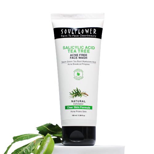 Soulflower Salicylic Acid Tea Tree Acne Free Face Wash | Grocsy