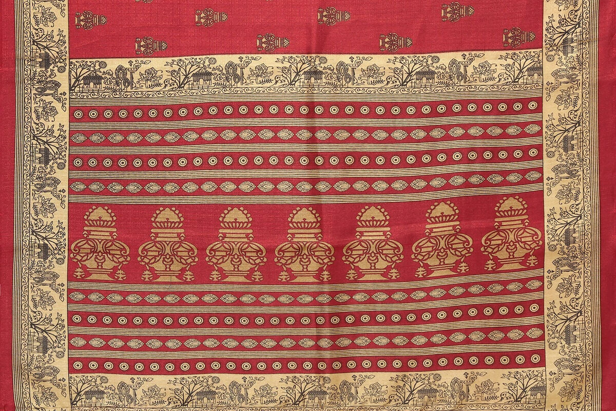 Vamika maroon Printed Art Silk Saree | Grocsy