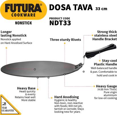 Hawkins Futura Non-stick Dosa Tava 33 cm Diameter (NDT33) | Grocsy