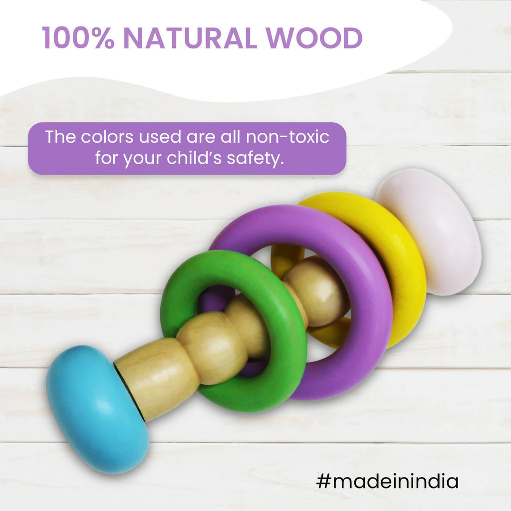 Matoyi Classic Wooden Dumbbell Rattle For Babies | Grocsy