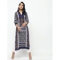 Cheera Navy Blue Straight Printed Kurta | Grocsy