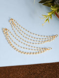 NVR Pearl Studded Classic Gold-Polished 4 Line Ear Chain Ear Cuff | Grocsy