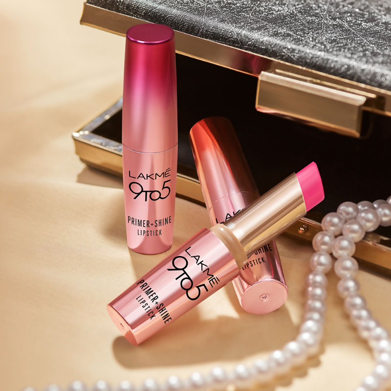Lakme 9 To 5 Primer + Shine Lipstick - Ruby Red | Grocsy