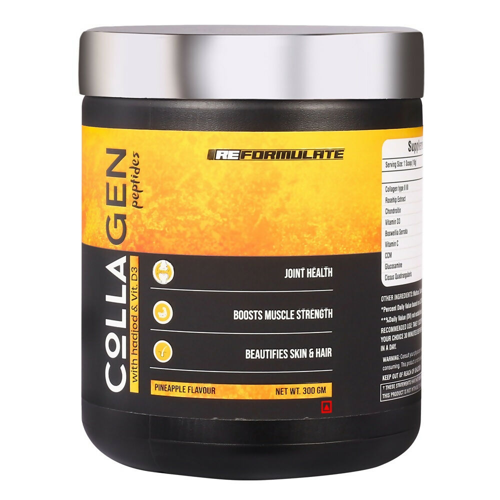 Reformulate Colla Gen Powder Peptides With Hadjod & Vitamin D3 I Joint Health I Boosts Muscle Strength I Beautifies Skin & Hair I Pine Apple | Grocsy