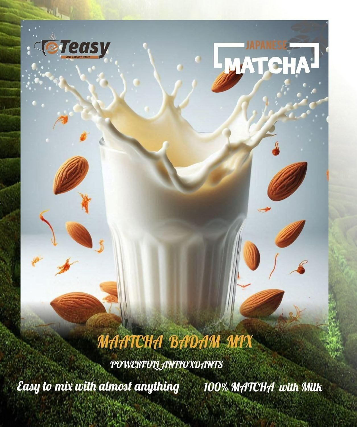 Eteasy Matcha Badam Honey Mix Milk Drink Kashmiri Kesar Saffron Mix Powder | Grocsy
