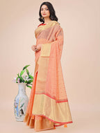 Shree Shyam Fashion Florance Peach Organza Saree | Grocsy