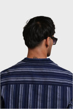 Jonesburg Men's Indigo Stripes Regular Fit Shirt | Grocsy