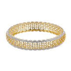 Gold-Polished Alloy American Diamond Broad Bangle Set - The Pari