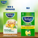 Tetley Green Tea Ginger, Mint and Lemon Tea Bags | Grocsy