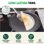 The Indus Valley CASTrong Cast Iron Tawa With Long Handle,Pre-seasoned, Nonstick, 100% Pure, Toxin-free, Induction, 28.5cm, 2.4kg | Grocsy