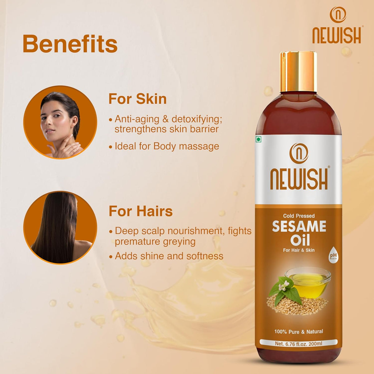 Newish Cold Pressed Sesame Oil For Hair & Skin | Grocsy