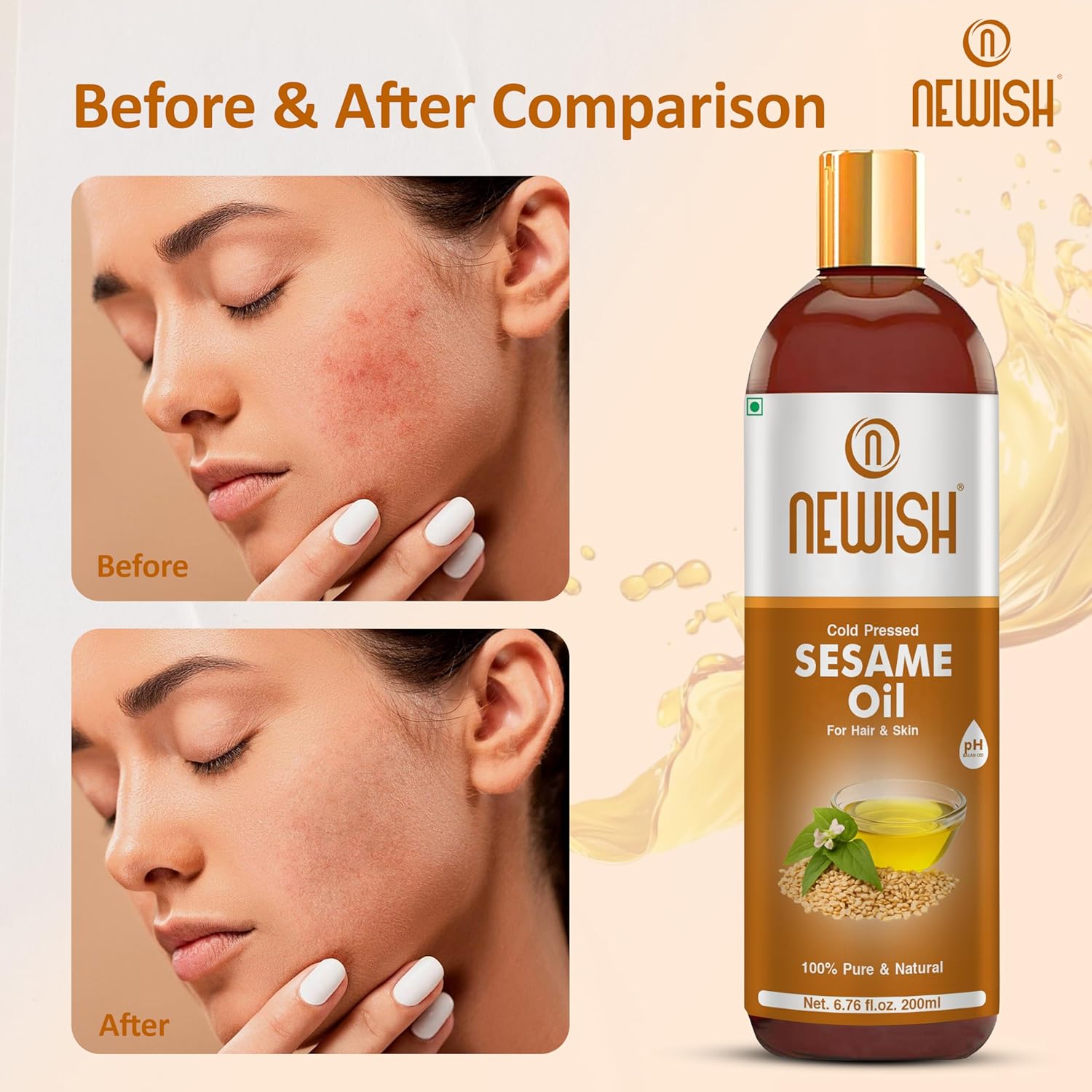 Newish Cold Pressed Sesame Oil For Hair & Skin | Grocsy