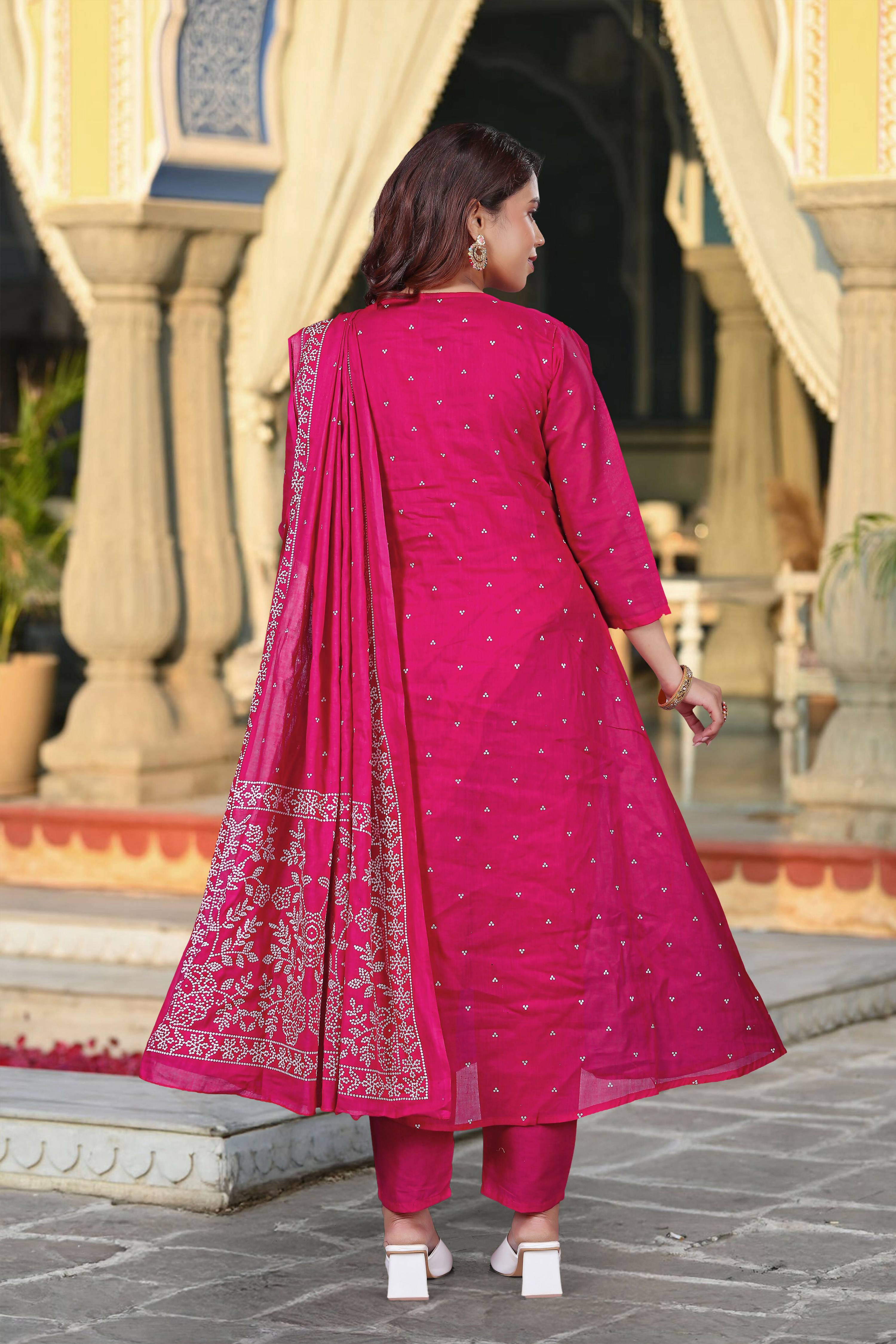 The52 Women's Beautiful Cotton Fabric Embroidery Work Straight Kurta Pant and Dupatta Set | Grocsy