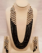 Jewel City Luxury Kundan Black Crystal Statement Necklace Set | Traditional Indian Wedding Jewelry | Grocsy