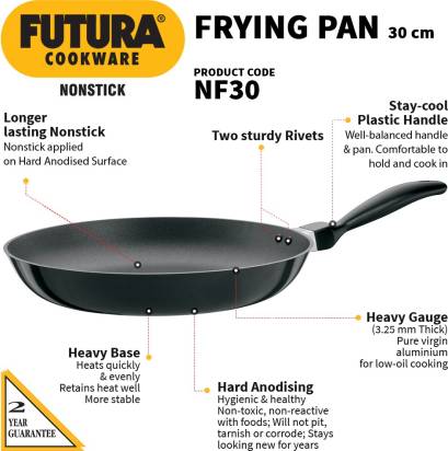 Hawkins Futura NF30 Non-stick Frying Pan 30 cm Diameter 2.5 L capacity | Grocsy