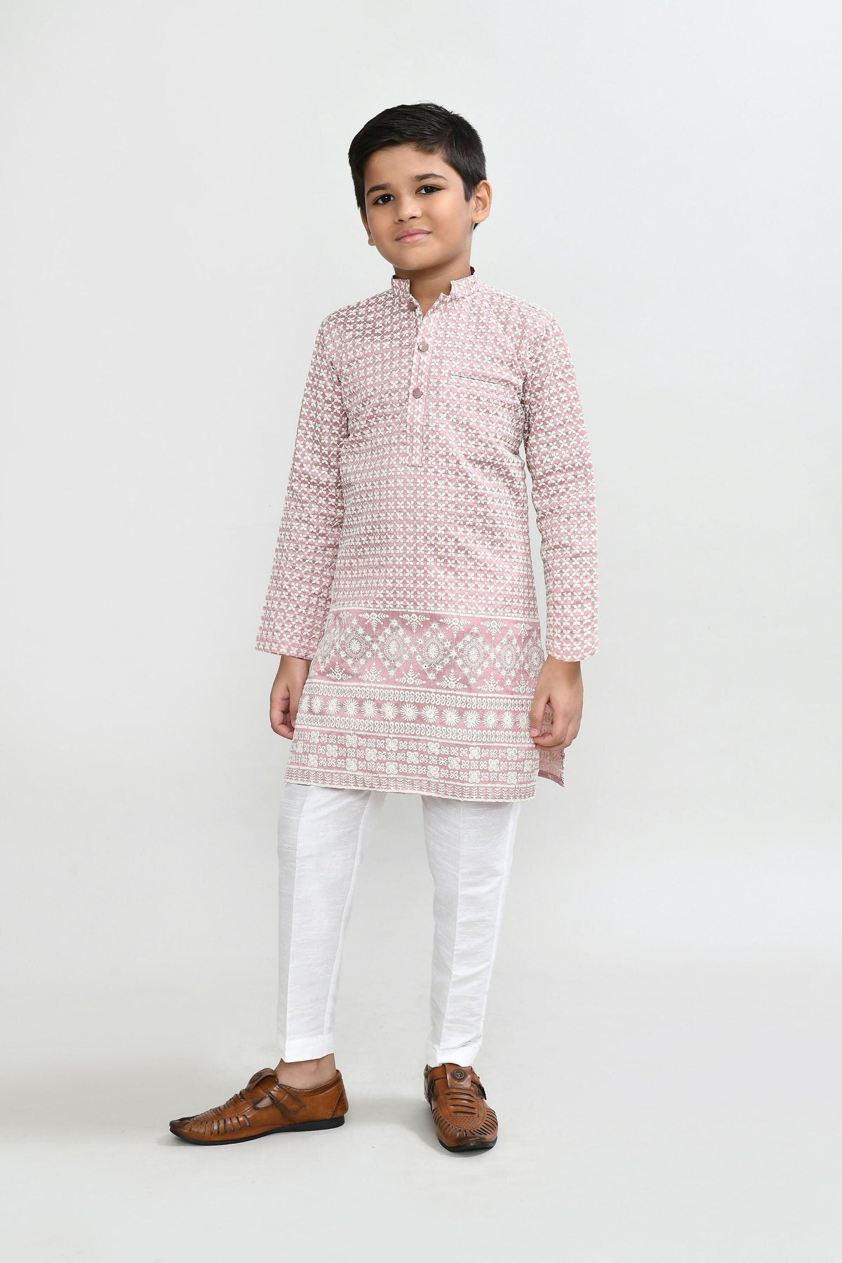 Joban Fashion Art Silk Onion Pink Kurta With Straight Fit Pant | Grocsy