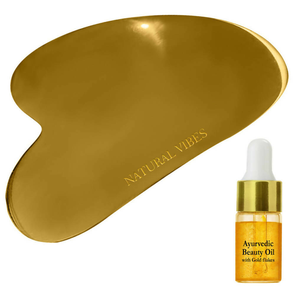 Natural Vibes Kwansha Face Massager with Free Gold Beauty Elixir Oil | Grocsy
