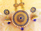 Blue Color Kemp Long Necklace Set | Grocsy