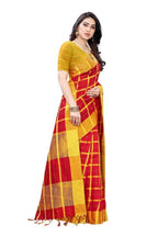 Vamika Red Cotton Silk Weaving Saree (SATURN RED) | Grocsy